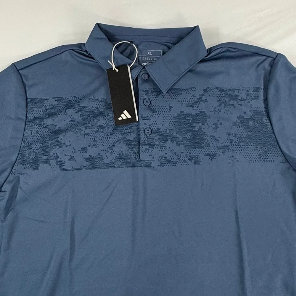 Adidas Mens Golf Polo Shirt Blue Digital Camo Graphic XL HS1093